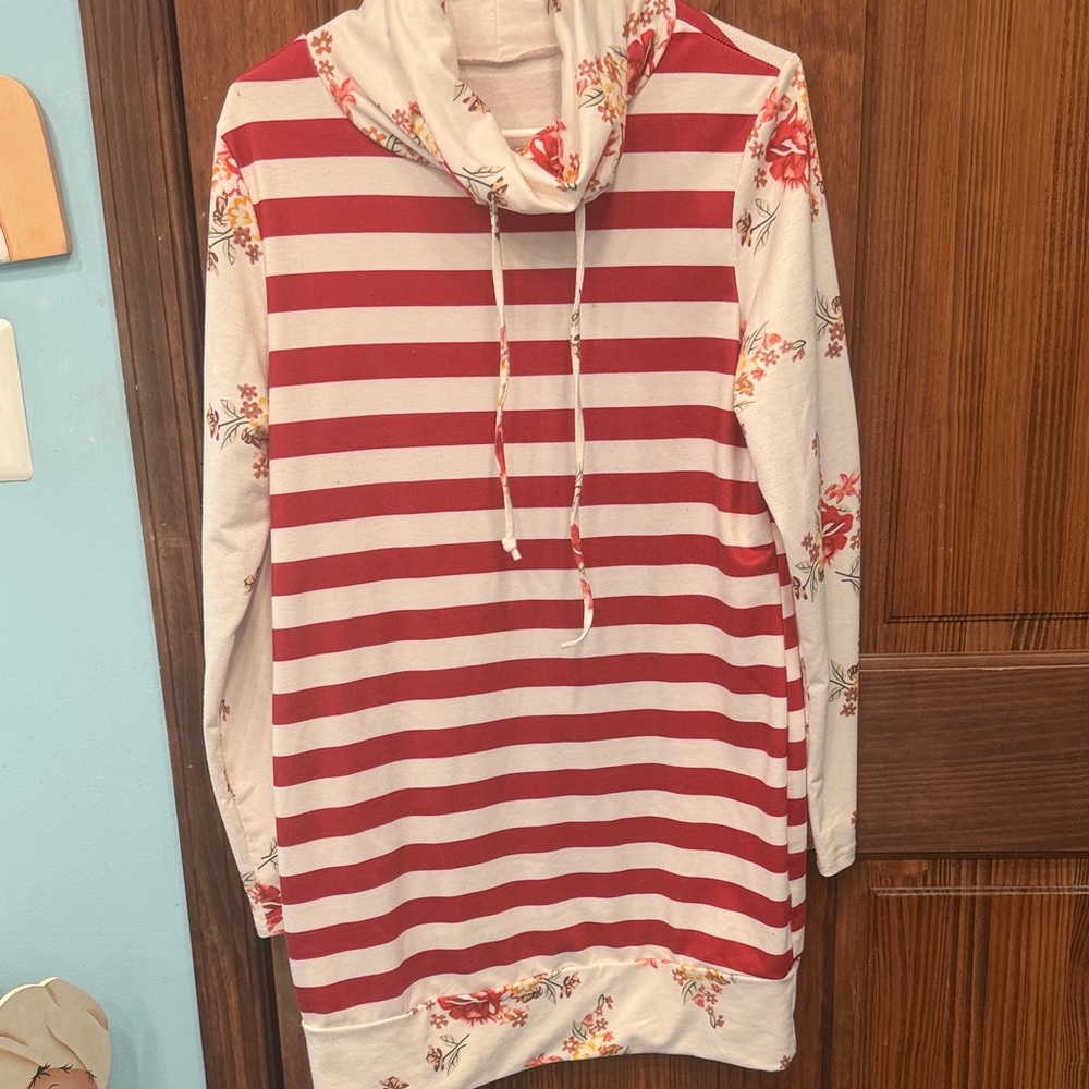 Floral Striped Hoodie Sweatshirt